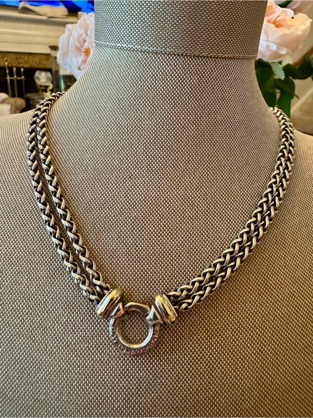 David Yurman 14K & Silver Double Rope Chain Necklace with Circle